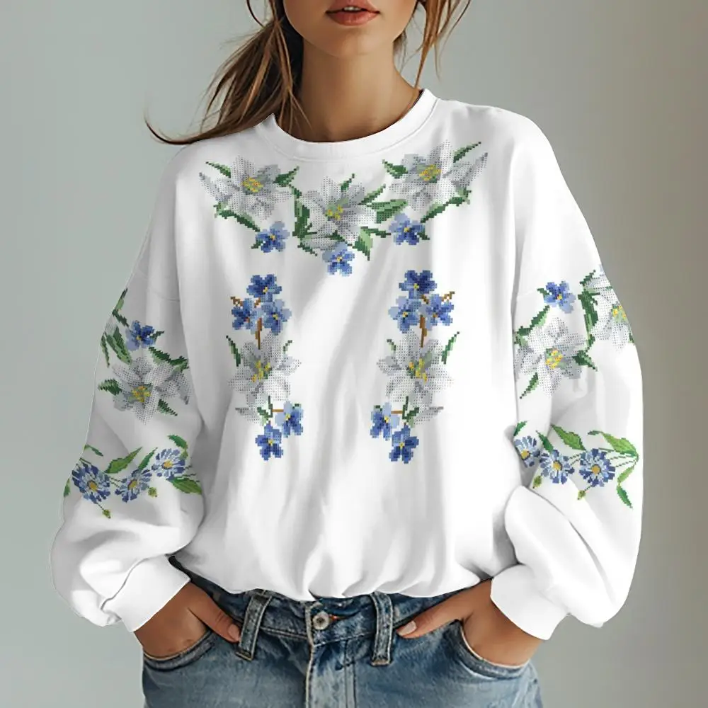 Traditional Graphic Print Women's Hoodie Sweatshirts Oversized Hoodies Long Sleeve Women Clothing Casual Top Tracksuit Clothes