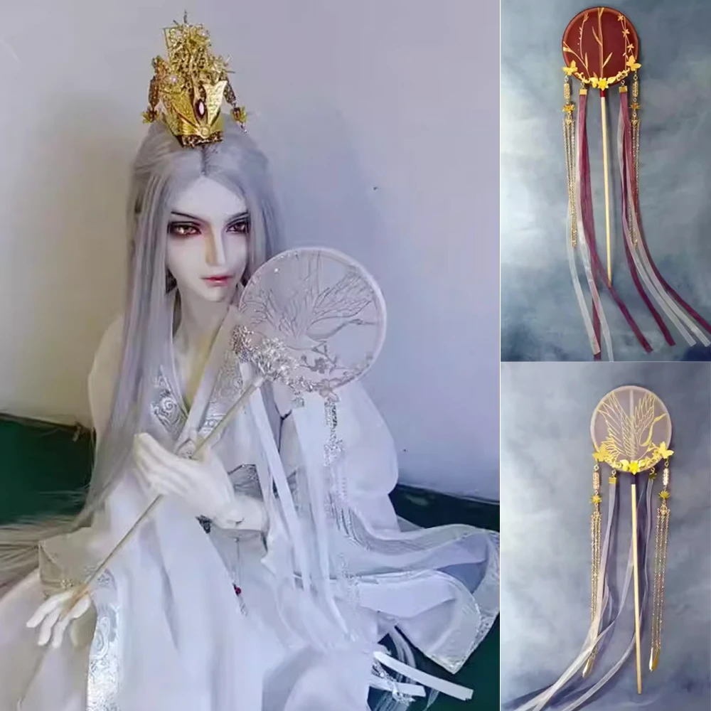 D09-P906 children to 1/3 BJD big girl GR uncle doll's Photo props Accessoriess handmade Long handled palace fan 1pcs
