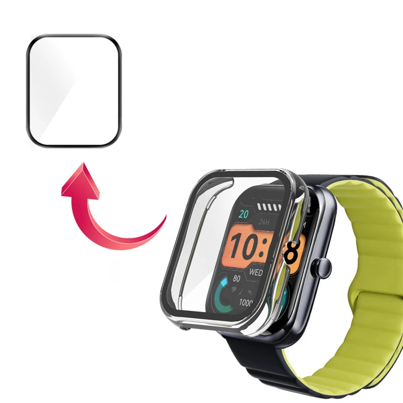 하드 에지 쉘 유리 스크린 보호대 필름 스마트워치 프레임 케이스, Haylou RS4 Max LS17 범퍼 커버, 스마트 워치 액세서리