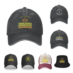 Licensed Ham Radio Operator Baseball Cap Accessories Casual Distressed Cotton Headwear Unisex