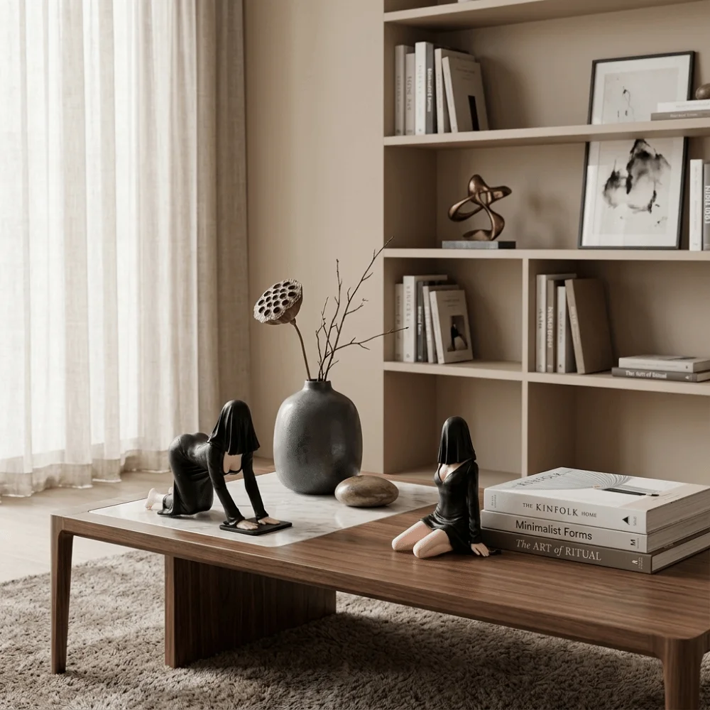 Black White Tone Ghost Girl Figure Wear-Resistant Surface Smooth Material Decorative Figurine Desk Decor Gothic Collectible