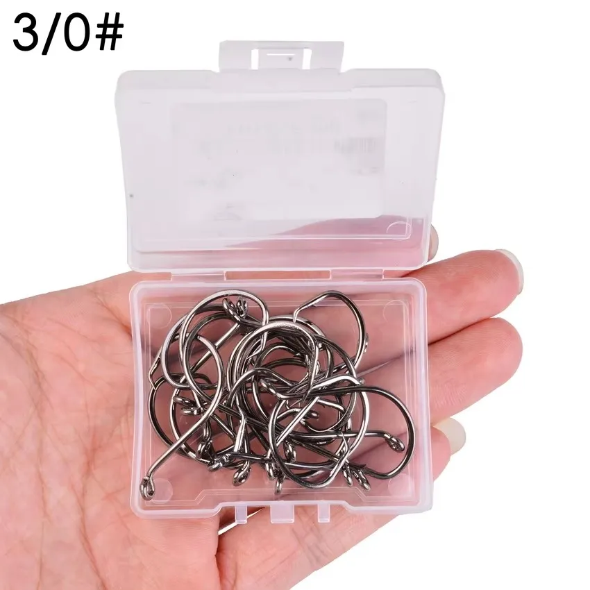 20pcs/box Fishing Hooks Set High Carbon Steel Octopus Offset Sport Circle Pesca Bait Fishing Hook Kit With Barbed Box Tackle