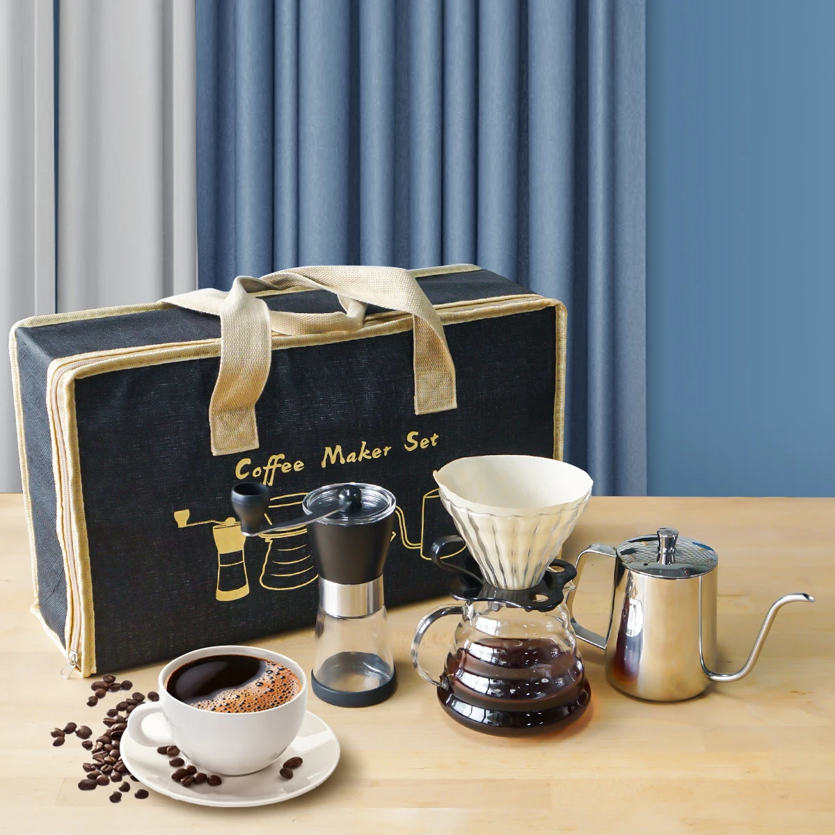 

Coffee Set Coffee Dripper Server Sharing Pot Pour Over Coffee Kettle Coffee Grinder Coffee Accessories for Home Outdoor