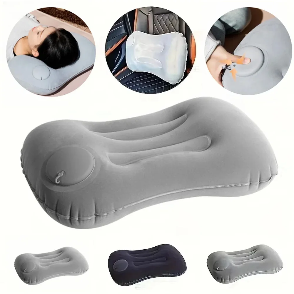 Portable Comfortable Inflatable Pillow, Camping Pillow, Pool Pillow, Ultra Soft Car Pillow for Neck and Lumbar Support