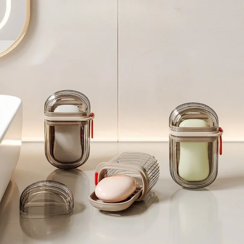 Travel Portable Soap Box with Lid Sealed and Drainable Small Soap Case Bathroom Drain Tray for Camping Traveling Soap Container
