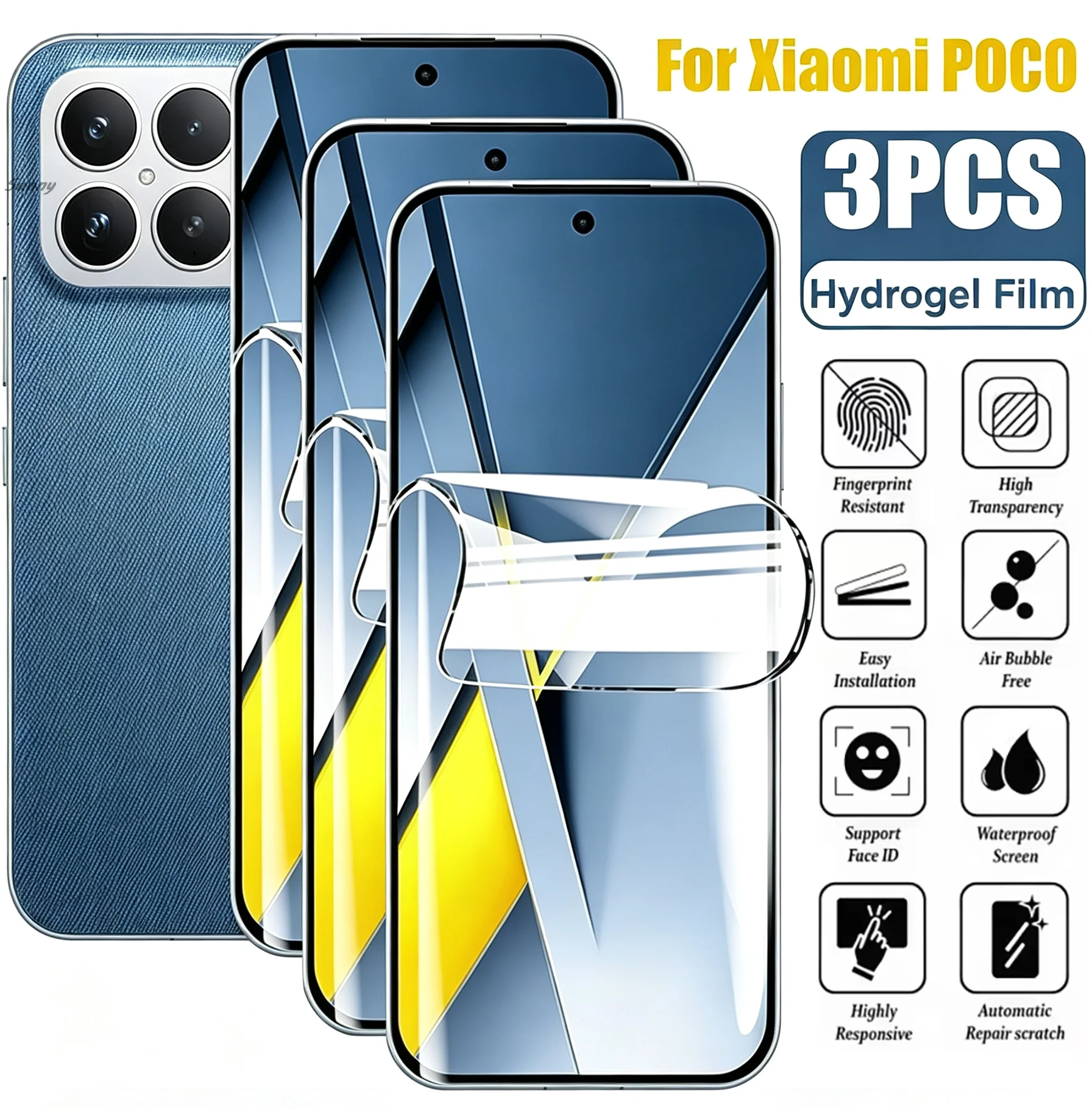 Hydrogel Film For Poco F6 F7 F8 Ultra M7 Plus M6 M8 Pro Screen Protector For Poco X6 X5 X7 Pro X8 Pro Max C65 C75 Soft HD Film