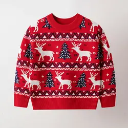 Girls Boys Christmas Sweater Winter Elk Pullover For Kids Children Sweatshirts Toddler Warm Knitted Pullover Baby Clothes