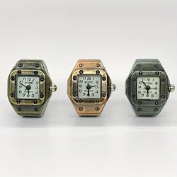 1PC square retro vintage vintage timepiece finger watch, antique copper high-end quartz ring watch