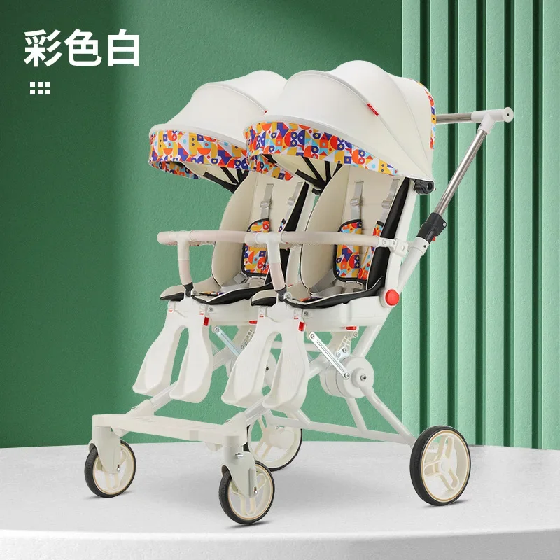 

Twin Baby Stroller Lightweight Foldable Sitting and Reclining Twin Rotating Seats