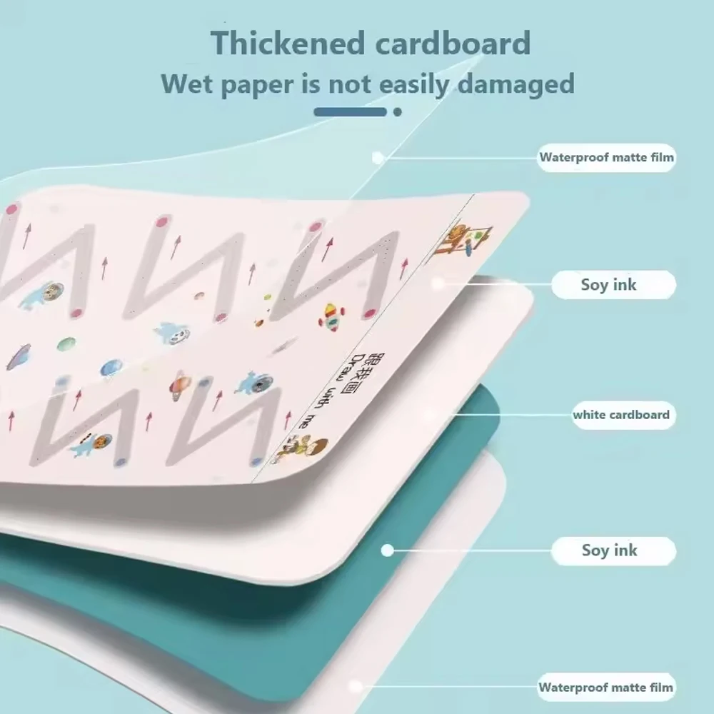 مجموعة دفاتر ملاحظات ممارسة سحرية مكونة من 32 صفحة قابلة لإعادة الاستخدام |   تدريب على تطوير الدماغ بالكامل، تدريب على التحكم في القلم |   تعلم مهارات الكتابة