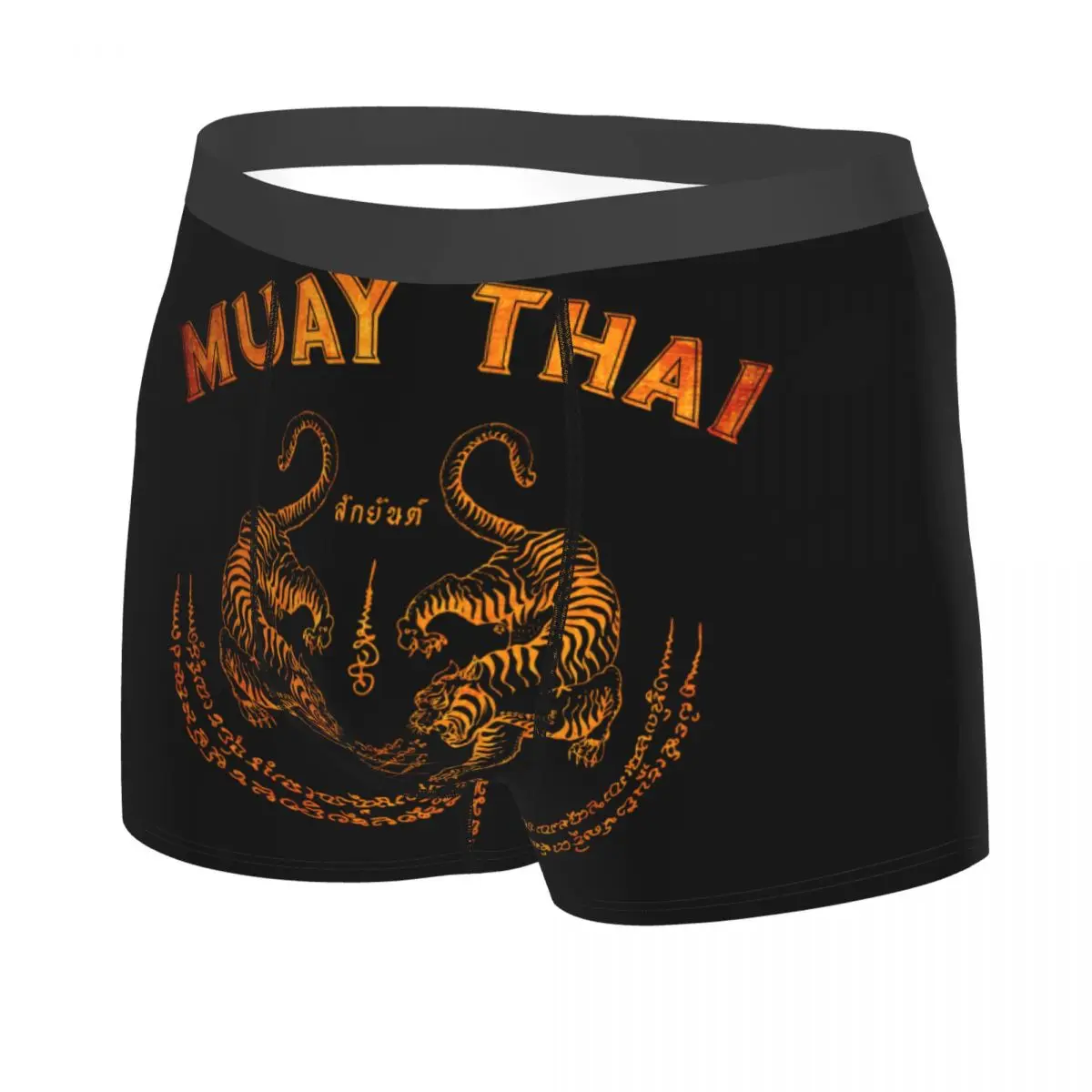 Male Cool Muay Thai Tiger Underwear Sak Yant Tattoo Kickboxing Thailand Boxer Briefs Stretch Shorts Panties Underpants