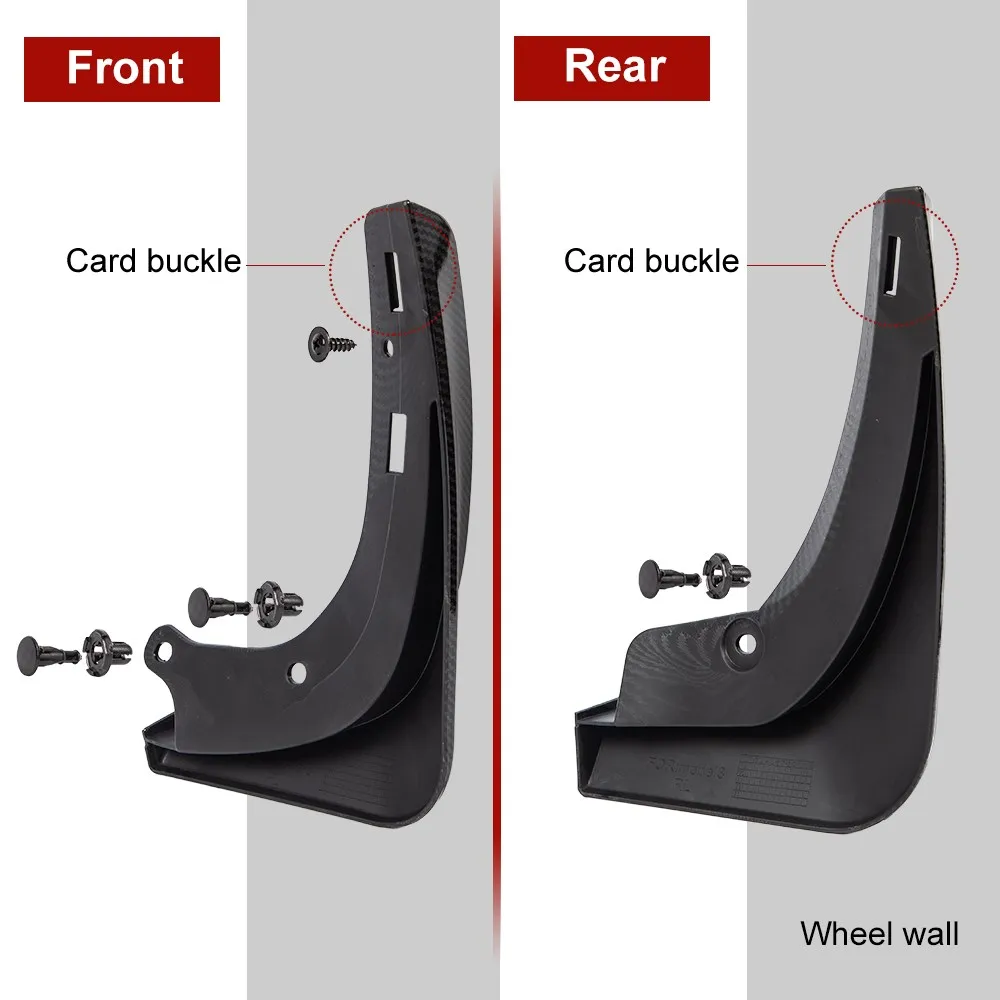 Heenvn Model3 2023 paraspruzzi per Tesla Model 3 2022 accessori protezione parafango anteriore ruota posteriore parafango in fibra di carbonio ABS