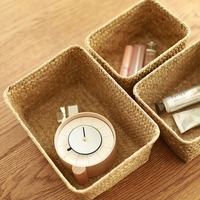 Fine Cosmetic Storage Container Picnic Basket Straw Rattan Basket Woven Seagrass Storage Baskets