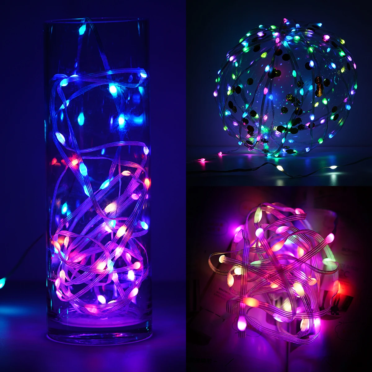 RGBIC USB Fairy Lights LED Phone Remote Control String Lights Garland For New Year Christmas Tree Home Wedding Party Decor