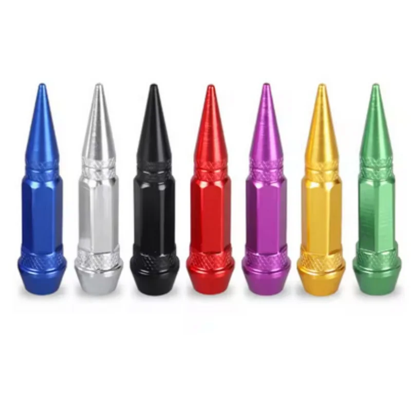 

Multicolor 4Pcs Wheel Parts Aluminum Tire Caps Tire Valve Caps Dustproof Cover 60mm Spiked Valve Caps Auto Exterior Accessories