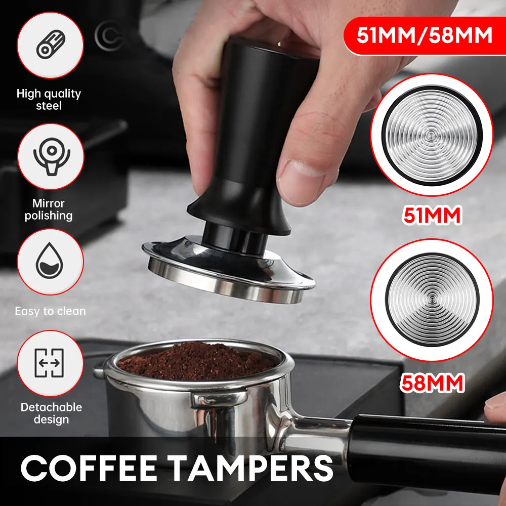 E2 51mm 58mm Espresso Tamper Barista Coffee Accessories Tamper with Calibrated Spring Loaded Coffee Tampers 51/58mm Barista Tool