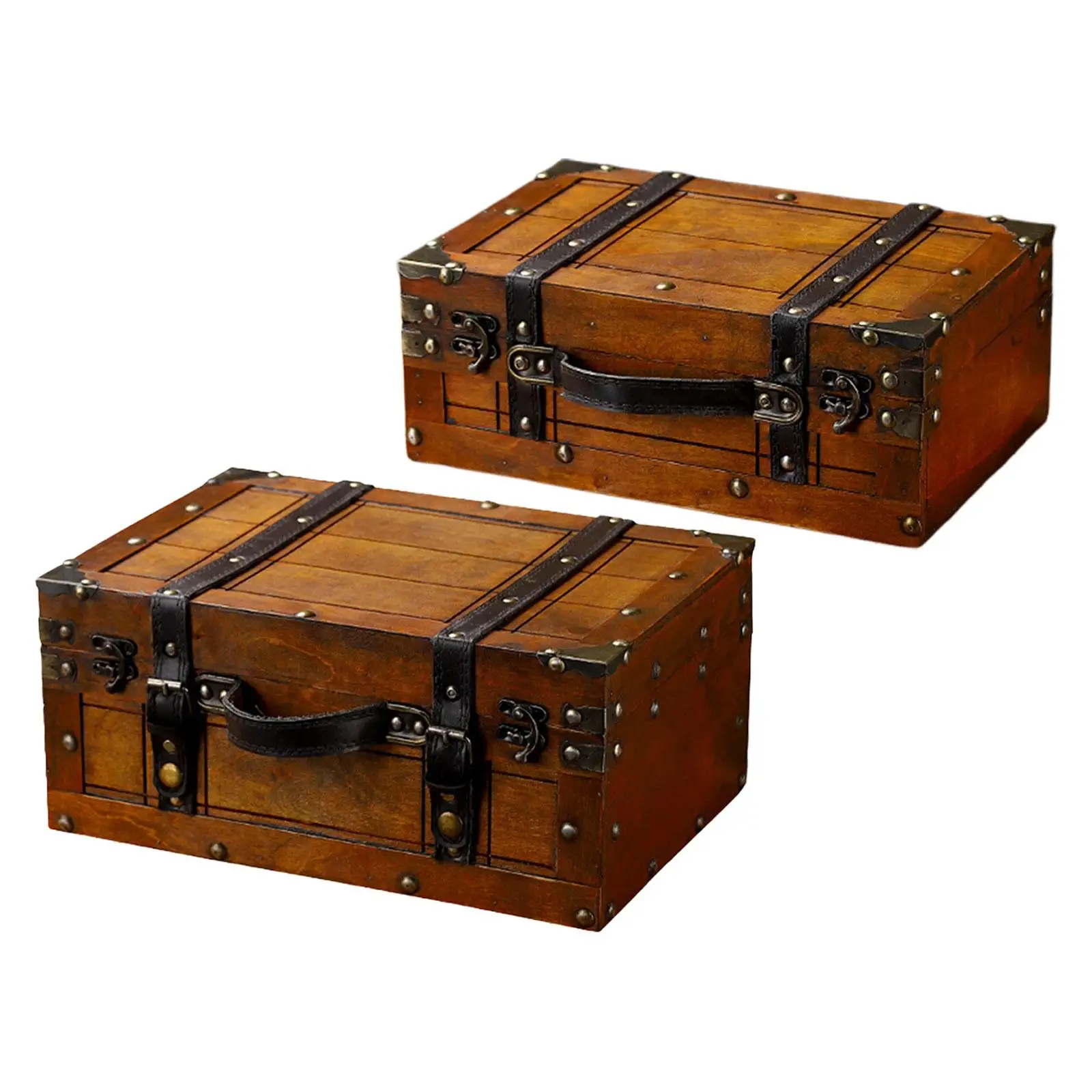 Old Fashioned Wood Storage Box Suitcase Elegant for Keepsakes Multifunctional with Hinged Lid Jewelry Chest Decorative Luggage