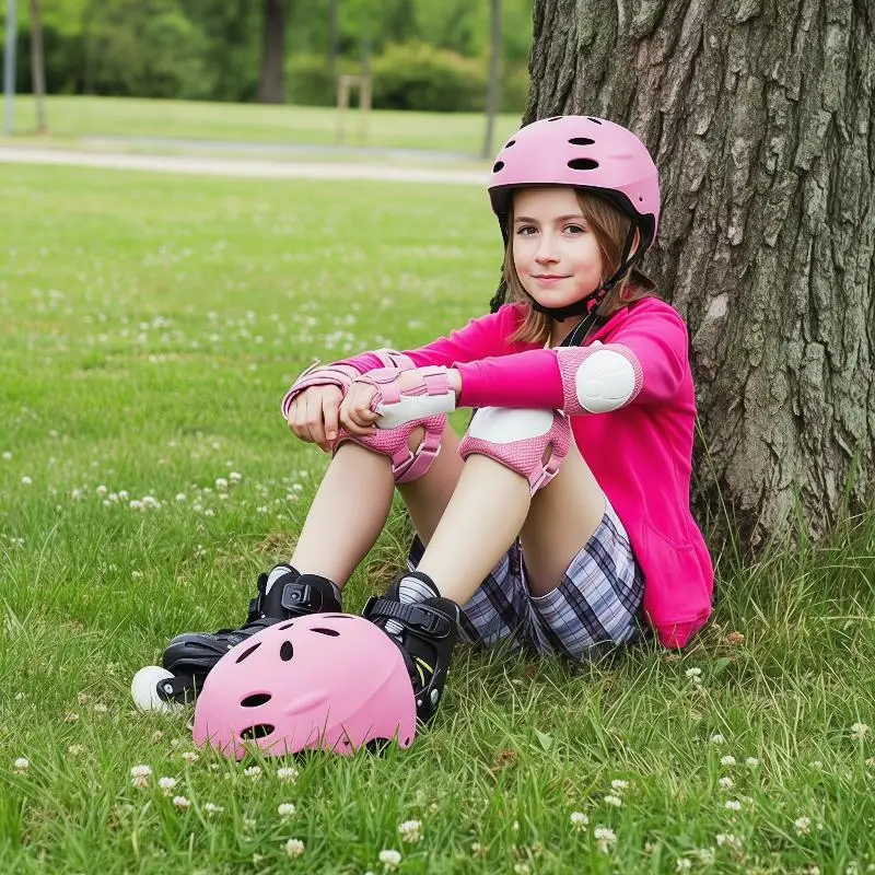 New Protective Ice Skating Set for Kids 6pcs Complete with Wrist Elbow Knee Pads for Secure and Fun Skating