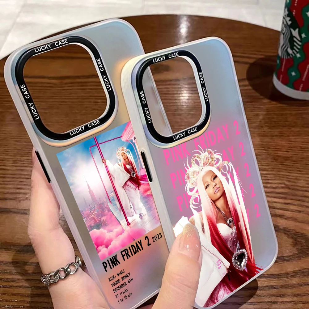 

Nicki Minaj Rapper Pink Friday 2 Phone Case for iPhone 15 14 13 12 11 Pro Max X 8 Plus Matte Aurora Laser Gradient Luxury Cover