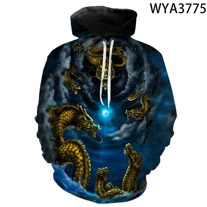 Men's and Women's Dragons 3D Printed Hoodie Street Beat Casual Fashion Hoodie Oversized Loose Harajuku Hooded Sweatshirt