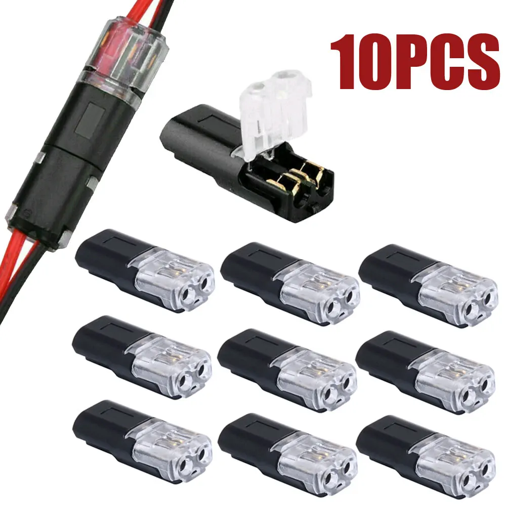 10pcs LED Car Connectors 2pin Pluggable Wire Connector Quick Splice Electrical Cable Crimp Terminals for Wires Wiring 22-20AWG