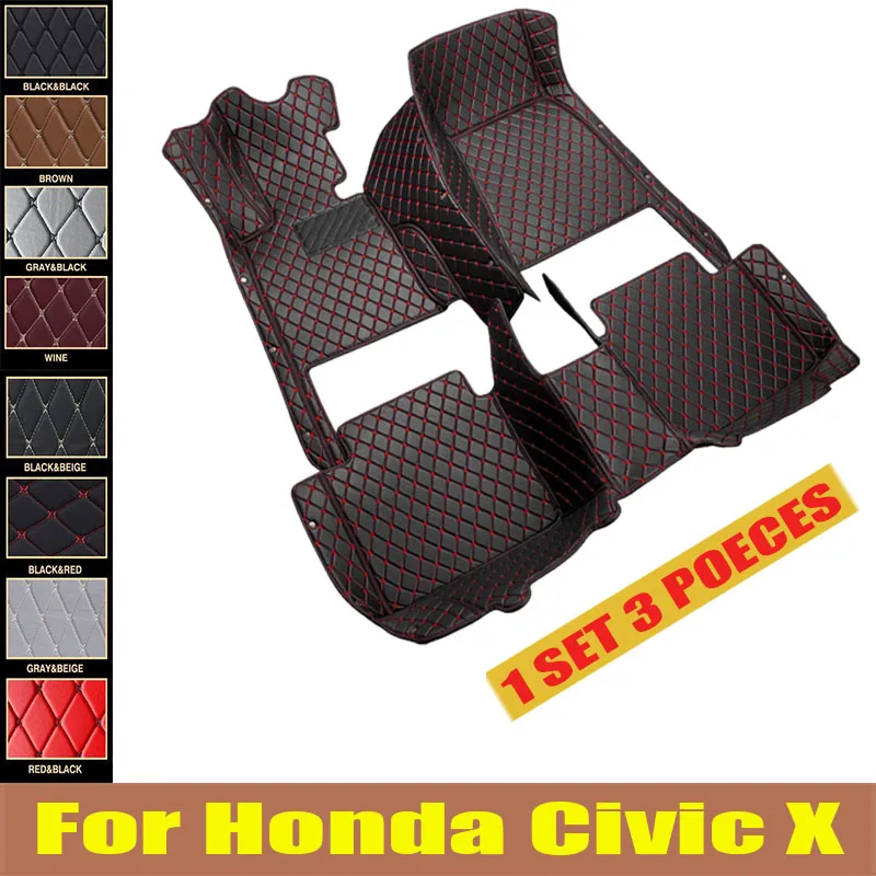 

Car Floor Mats For Honda Civic X 10 FC FK 2016~2021 Rugs Leather Floor Mat Carpets Interior Parts Waterproof Pad Car trunk mat