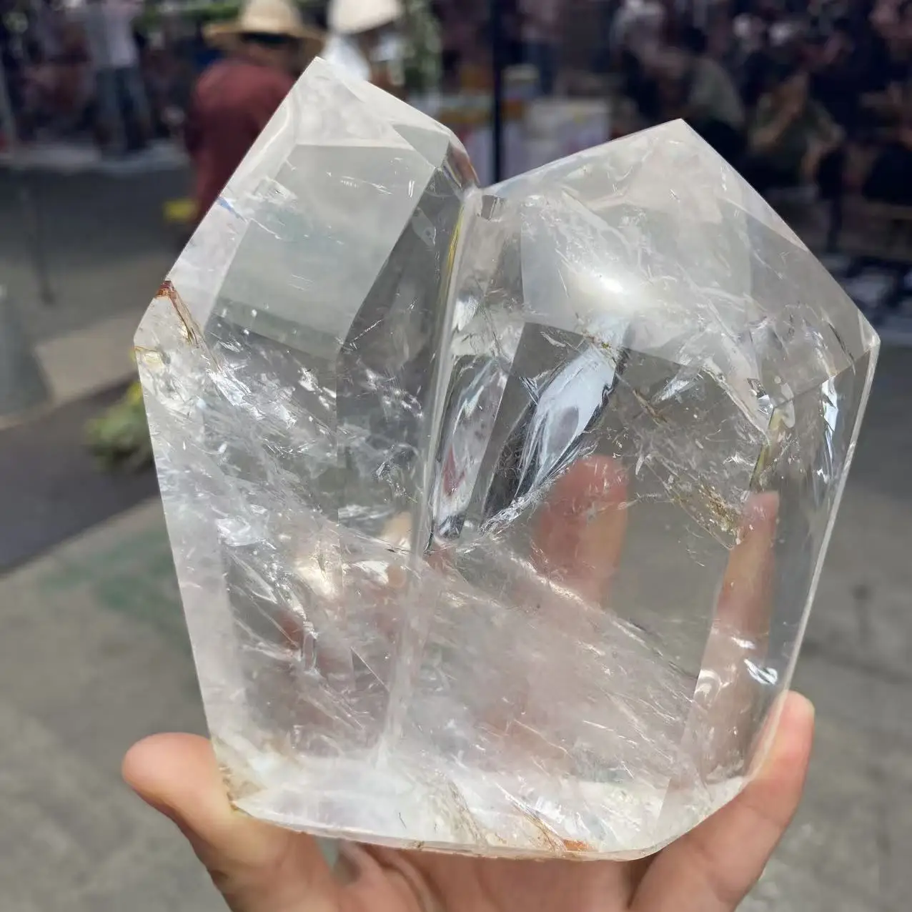 Natural white crystal double-point energy tower, for energy healing, home and office decoration, purification and divination, Fe