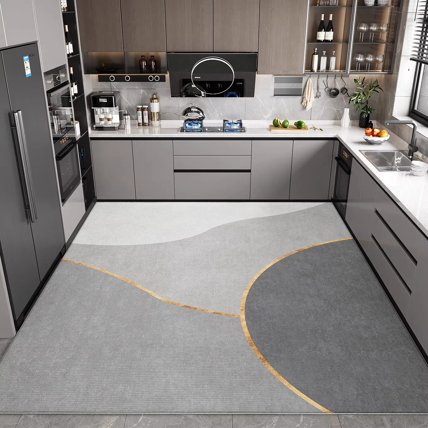 

Kitchen Floor Mat Waterproof Non-slip Oil-proof PVC Leather Soft Carpet Wipeable Washable Dirt-resistant Balcony Rug Alfombr 양탄자