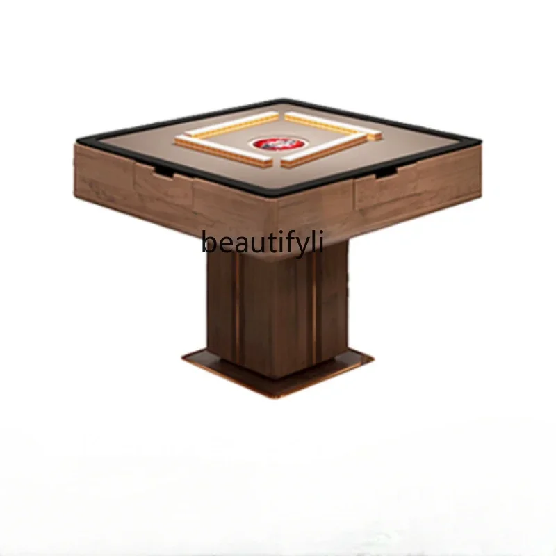 

New Chinese Style Solid Wood Mahjong Table Automatic Black Walnut Electric Mahjong Machine Dining Table Dual-Use