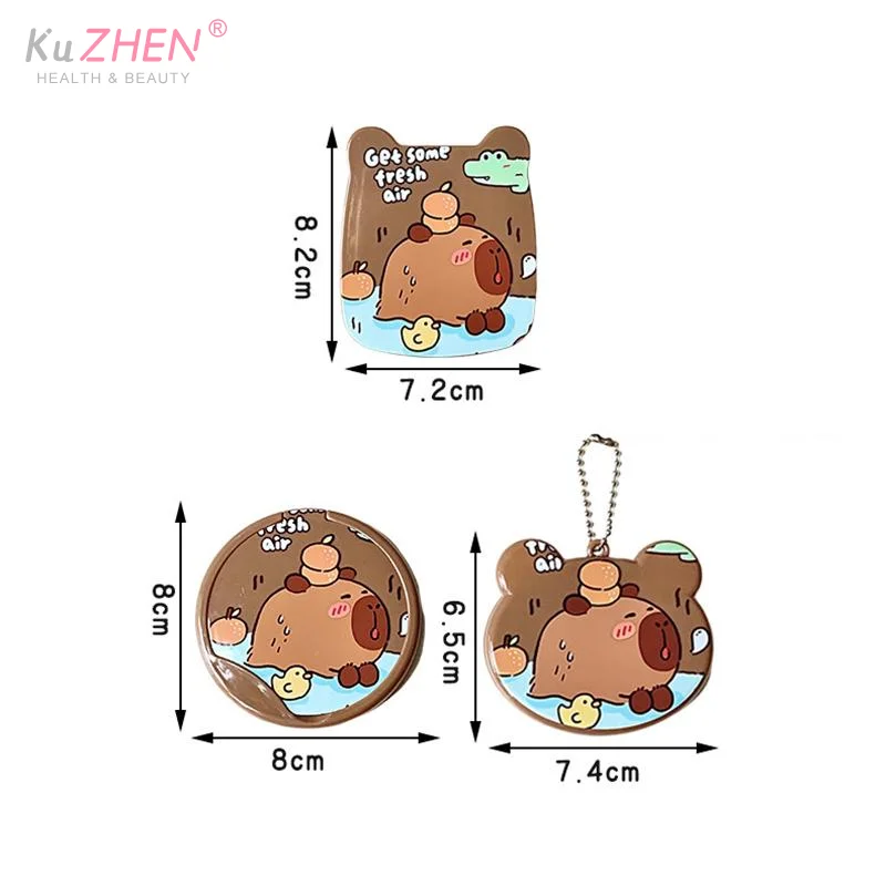 1pc Capybara Flip-Top Handheld Folding Makeup Mirror Cartoon Cute Student Small Mirror Portable Makeup Mirror Comb Gift ForWomen