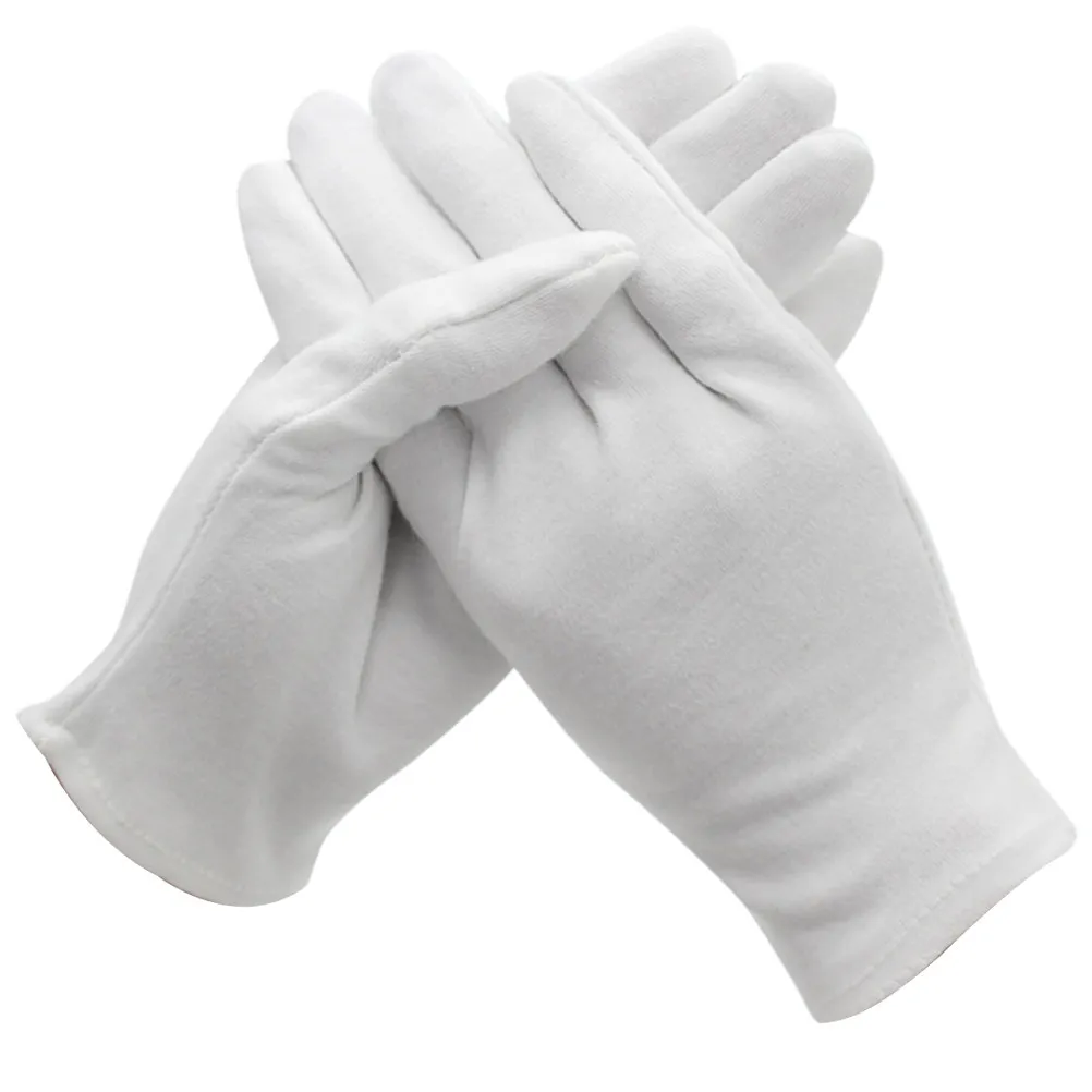 12 Pairs White Cotton Work Gloves Lightweight Stretchy Protective Gloves for Gardening Cleaning Coin Handling