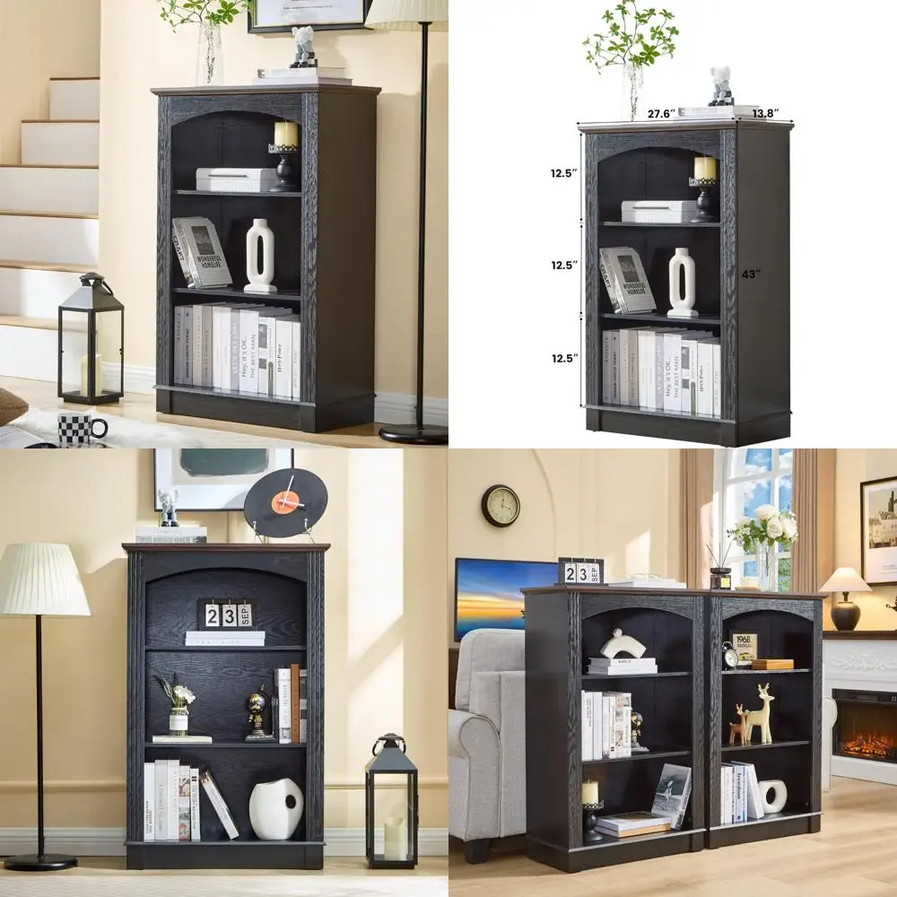 

Современная деревянная трехъярусная детская книжная полка с органайзером-кубом для хранения, компактный книжный шкаф для небольших помещений