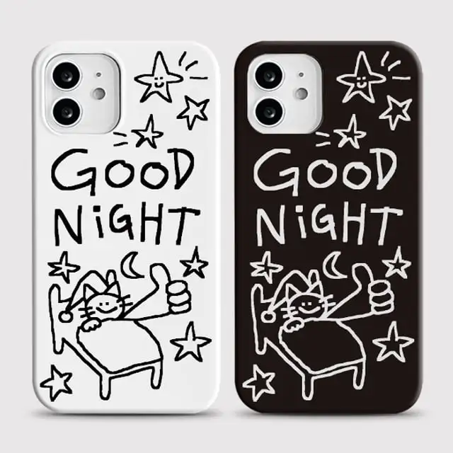 

INS Good Night Cats Phone Case for iPhone 17 16 15 14 13 12 11 Air Pro Max X XS XR XSMax 7 8 Plus Glossy Film Hard PC Cover