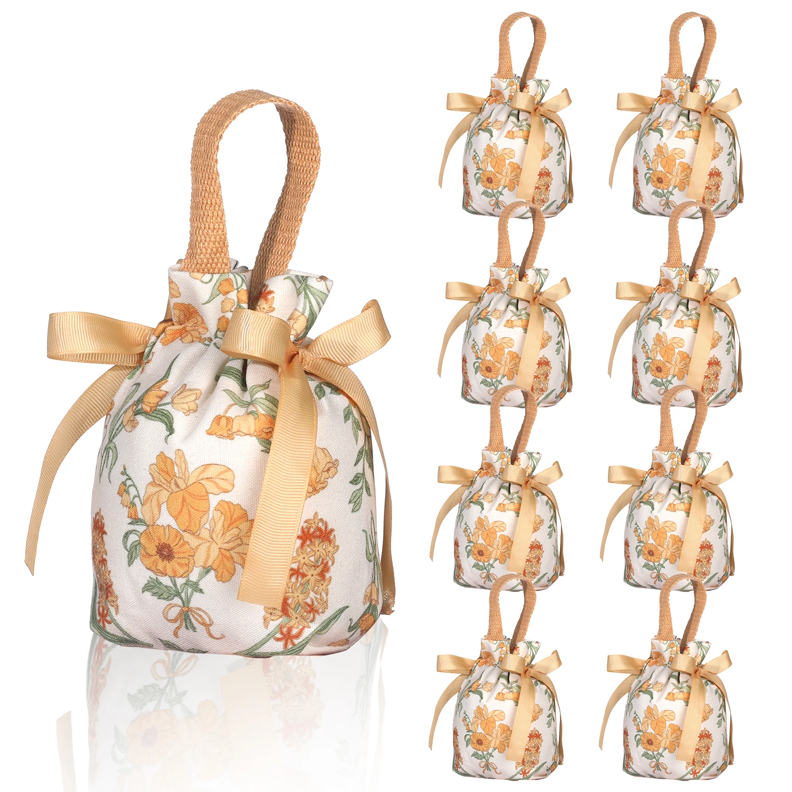 

New Wedding Candy Bag Portable Canvas Gift Bag Party Wedding Goodie Packing Box Vintage Floral Handheld Gift Storage Bag