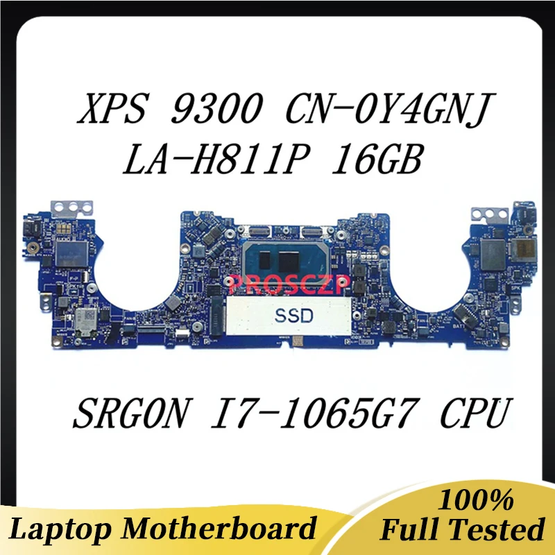 CN-0Y4GNJ 0Y4GNJ Y4GNJ Hoge Kwaliteit Xps 9300 Laptop Moederbord LA-H811P Met SRG0N I7-1065G7 Cpu 16Gb 100% Volledige Werken Goed