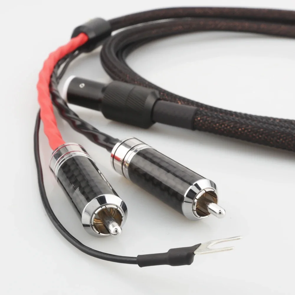 Audiocrast 100% Pure Silver Tonearm Cable Din to 2RCA Interconnect Shielding Tone Arm Phono RCA Cable Connectors