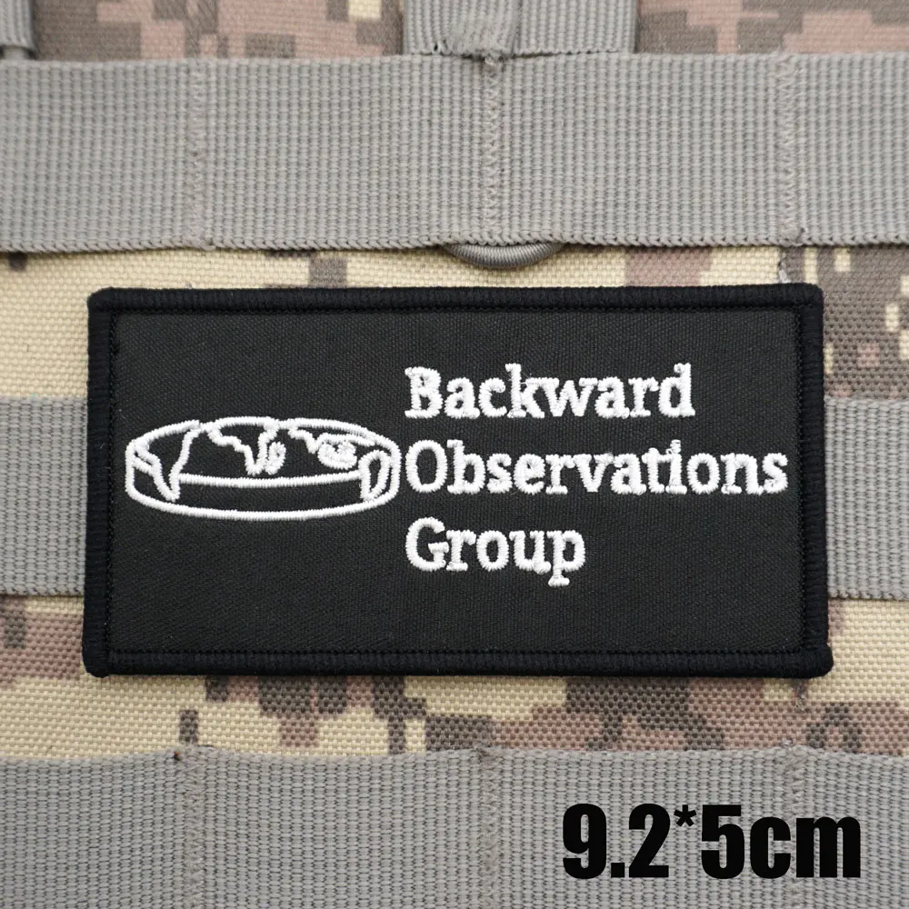 BACKWARD OBSERVATIONS GROUP  Military Tactical Embroidered Patches Armband Backpack Badge with Hook Backing for Clothing