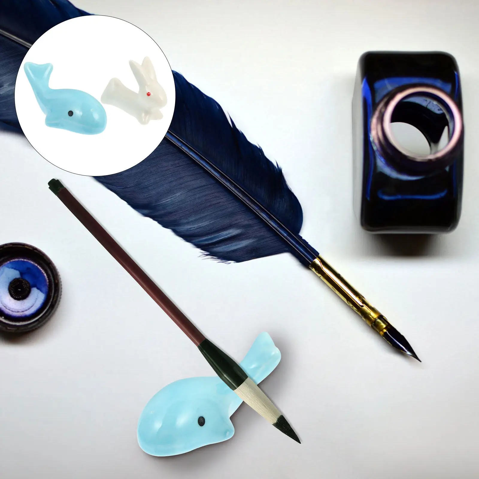 

Подставка для каллиграфических кистей из керамики, 2 шт., элегантный простой дизайн, держатель для кистей для каллиграфии, рисования, художественных принадлежностей