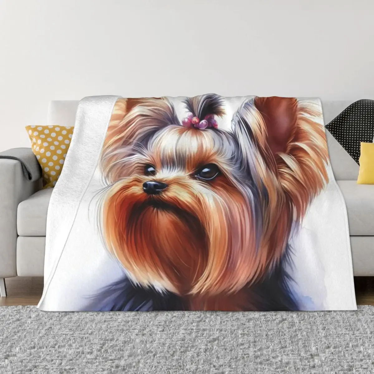 Yorkshire Terrier Art 20 Yorkie Lovers Personalizado Cálido Decorar el hogar Una manta de micropolar ultrasuave