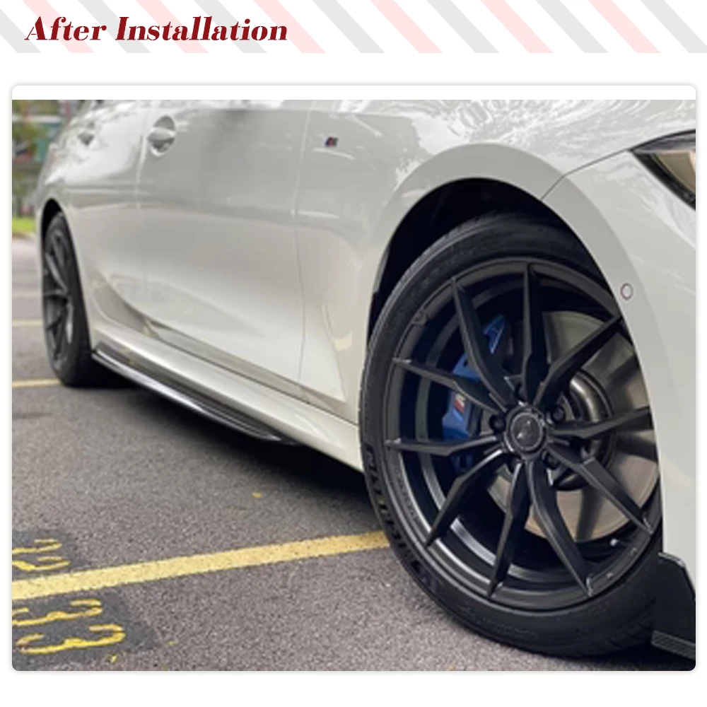 Car Side Skirts for BMW 3 SERIES G20 G21 LCI M SPORT 2023-2024 Under Door Rocker Panels Valance Extension Lip ABS Gloss Black