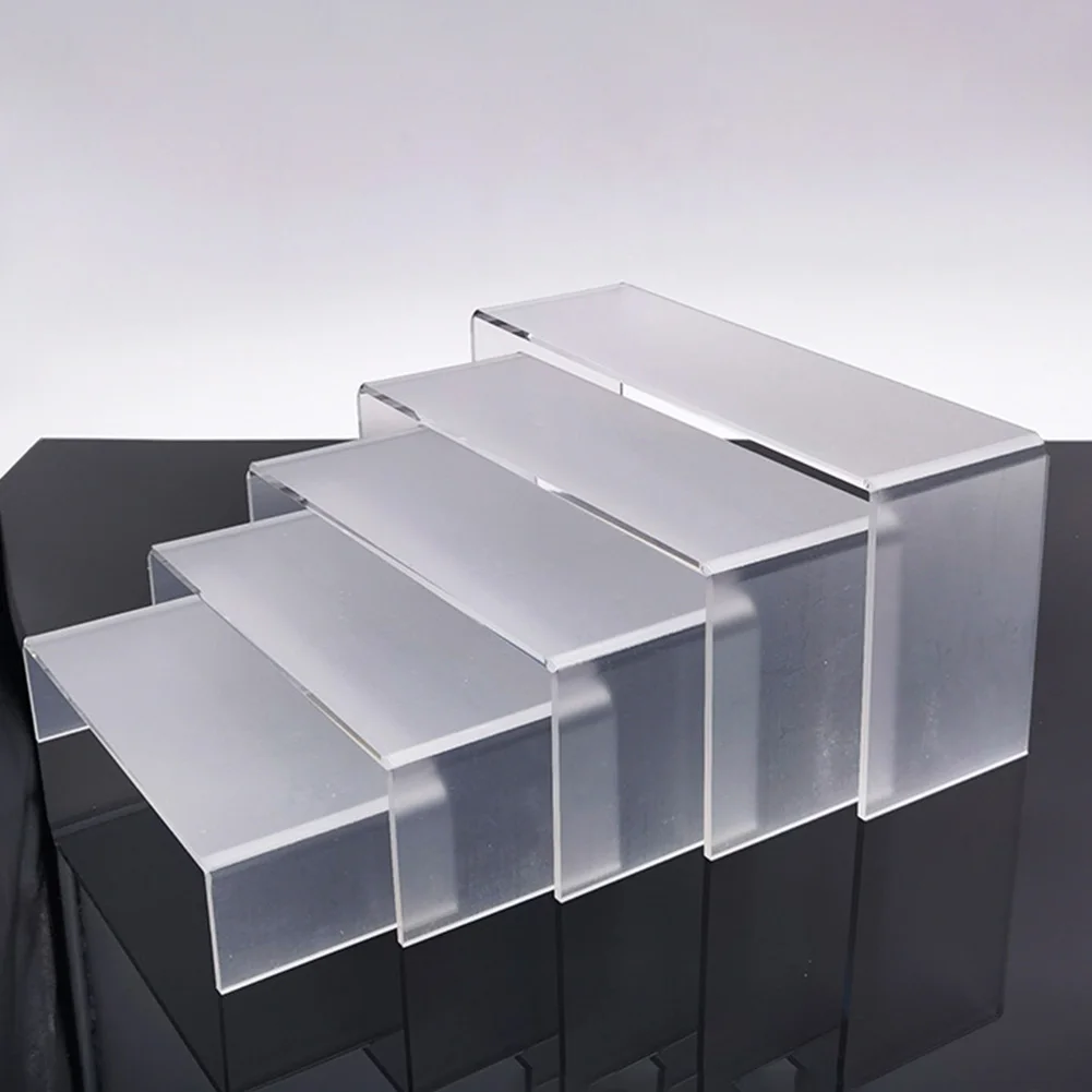 5Pcs/set 4mm Acrylic Display Stand Jewelry Showcase Storage Rack Shelf Holder Doll Hand Handle Trapezoidal Shelf Box Accessories