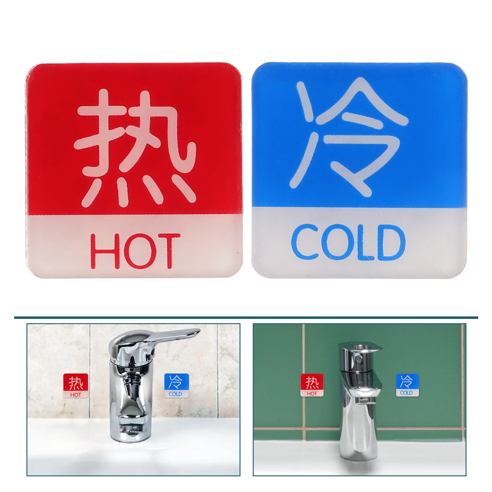 

5 Pairs Warm Reminder Sign Small Hot Cold Water Sticker Acrylic and Labels for Faucets Stickers Bathroom Hot/cold