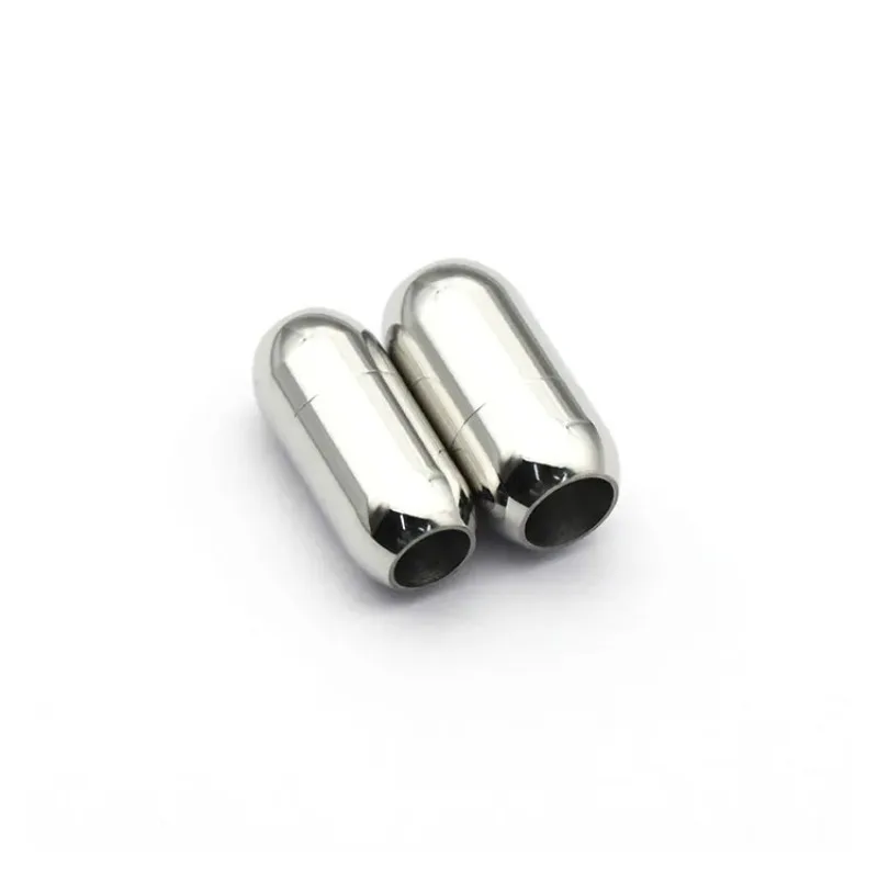 5 ชิ้น/ล็อตสแตนเลสสตีลแม่เหล็ก Clasps End Hole 5 มม.6 มม.8 มม.สําหรับหนังหัวเข็มขัดสร้อยข้อมือ DIY Connectors เครื่องประดับทํา