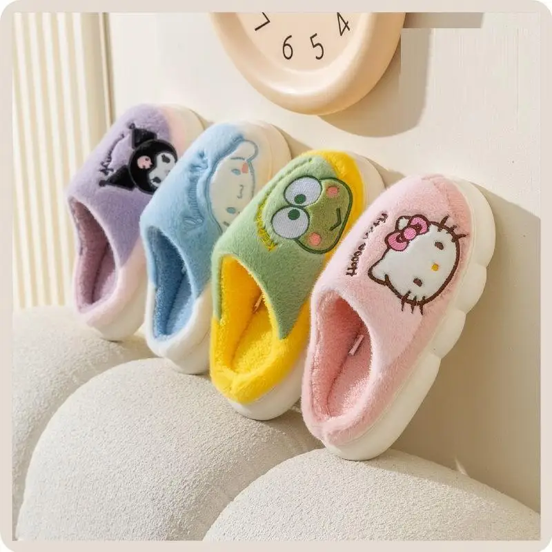 

Sanrio Hello Kitty Children Cotton Slippers Autumn Winter Girl Boy Thickening Kawaii Anime Cartoon Fashion New Style Home Shoes