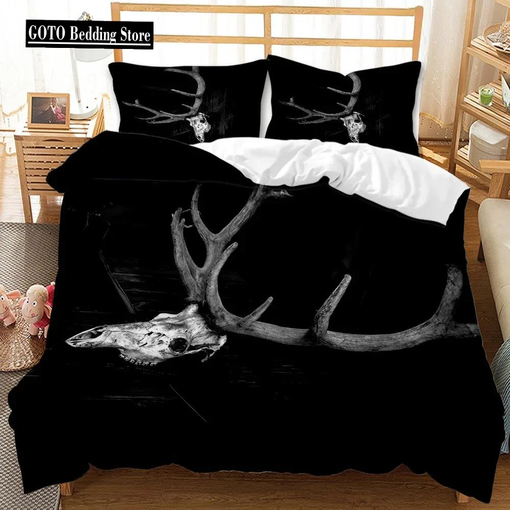 

BEST.WENSD Reactive Printing Jurassic Period Dinosaur Skull Duvet Cover Sets Black White Teen Boy Bedding Set Home Textiles set