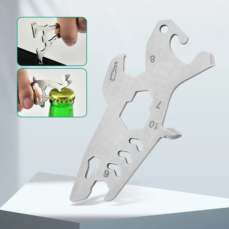 Outdoor Tools Wrench Bottle Opener Screw Tool Card Shark Style Stainless Steel Multi-Tool Card