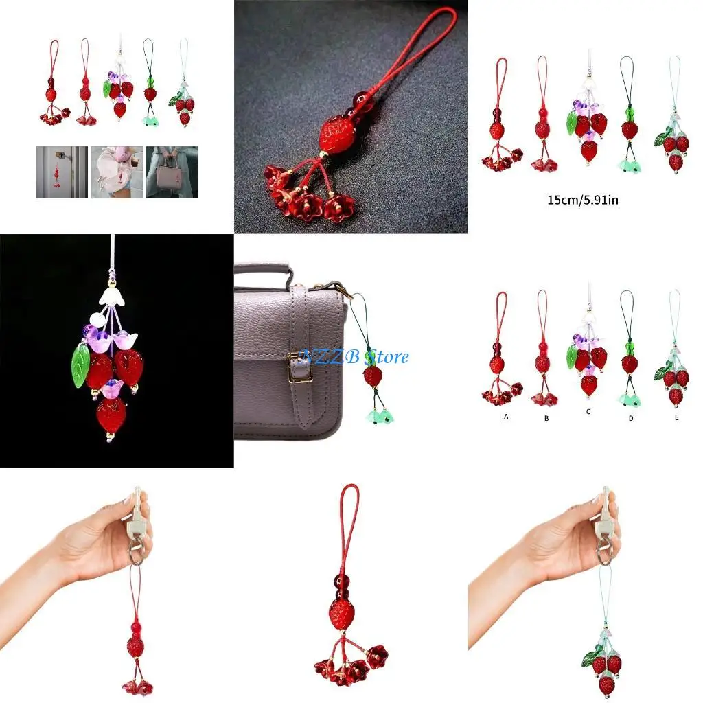 

T21F Fruit Strawberry Phone Shell Pendant Accessories Package Decoration Keychain