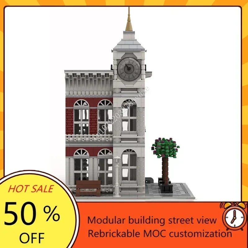 3000+PCS Customized MOC Modular Clock Tower Building Street View Model Custom Puzzle Technology   DIY Assembly Toys Gifts