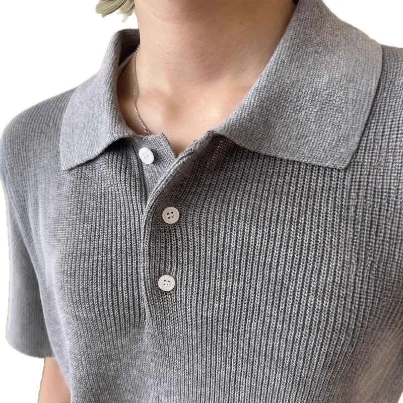 2025 Nuovo lusso estivo in cotone e lino lavorato a maglia floreale Polo a maniche corte per uomo T-shirt girocollo retrò ampia vestibilità comoda