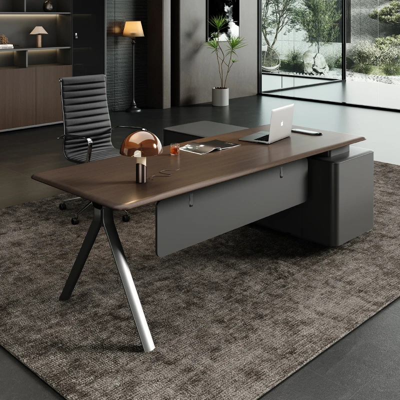 Luxury wooden modular L-shaped executive desk with modern design manager CEO desk and chair set